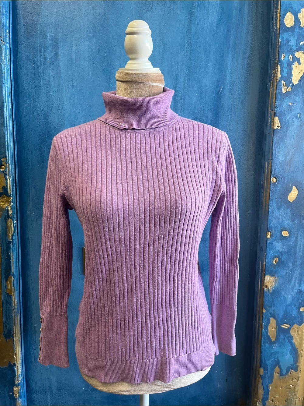 Talbots Lavender Ribbed Turtleneck Sweater